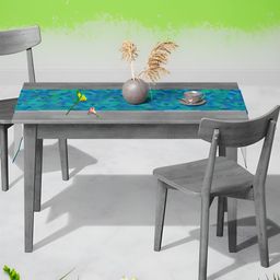 ArtzFolio Blue & Green Geometric Printed Velvet Table Runner-18