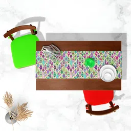 ArtzFolio Cream & Green Printed Table Runner-24