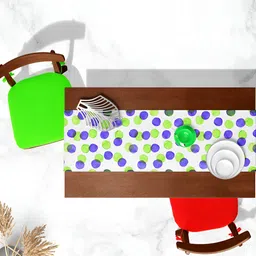 ArtzFolio White & Green Printed Table Runner-2