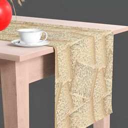 ArtzFolio Beige & Black Abstract Printed Velvet Table Runner-10