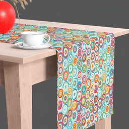 ArtzFolio Blue & Pink Geometric Printed Edge To Edge Table Runner-48