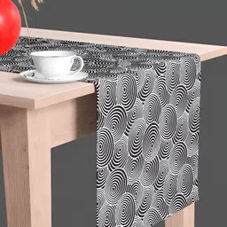 ArtzFolio Black & White Geometric Printed Velvet Table Runner-22