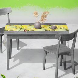 ArtzFolio Yellow & Green Floral Printed Velvet Table Runner-18