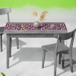 ArtzFolio Purple & White Abstract Printed Edge To Edge Table Runner-22