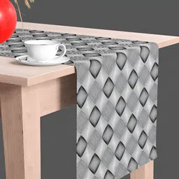 ArtzFolio Grey Geometric Printed Velvet Table Runner-46
