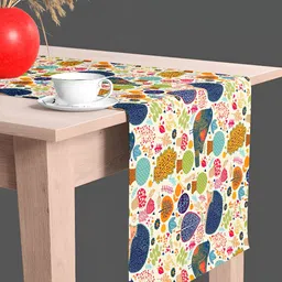 ArtzFolio White & Blue Quirky Printed Table Runner-37