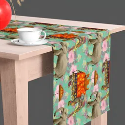 ArtzFolio Green & Pink Floral Printed Table Runner-10