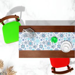 ArtzFolio White & Blue Digital Printed Table Runner-50