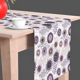 ArtzFolio White Brown Abstract Printed Velvet Dining Center Table Runner-38