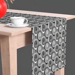 ArtzFolio Grey & White Geometric Printed Table Runner-16
