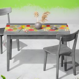 ArtzFolio Grey & Green Tropical Printed Velvet Table Runner-50