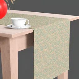 ArtzFolio Peach Coloured & Green Floral Digital Printed Table Runner-12