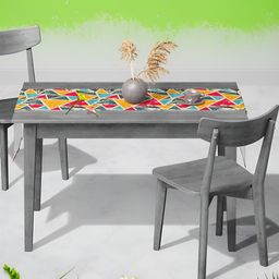 ArtzFolio Yellow & Blue Geometric Printed Table Runner-37