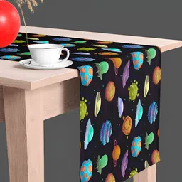 ArtzFolio Black & Blue Abstract Printed Velvet Dining Table Runner-25