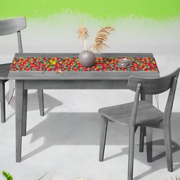 ArtzFolio Red Geometric Printed Velvet Table Runner-58