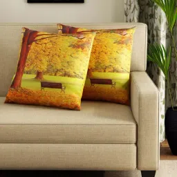 Swayam Yellow & Brown Cotton 40 cm x 40 cm Cushion Covers - Set of 2-27