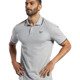 Reebok TE POLO Grey Slim Fit Polo T-Shirt-image-5