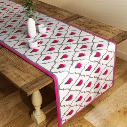 SEJ by Nisha Gupta White & Pink Table Runner - Set of 1-32
