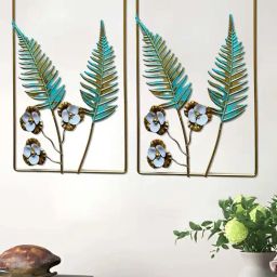 Art Street Blue Metal Leaf Shape Ornaments Wall Art - Set of 2-20