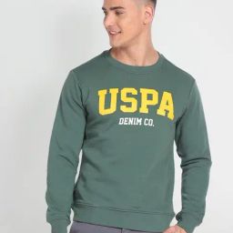 U.S. Polo Assn. Denim Co. Green Cotton Regular Fit Printed Sweatshirt-31