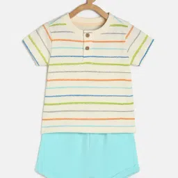 MINIKLUB Kids Multicolor Striped T-Shirt with Shorts-image-14