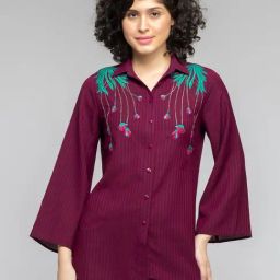 SHAYE Wine Embroidered Top-picture-27