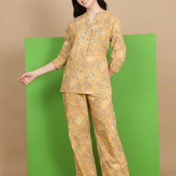 Sweet Dreams Yellow Regular Fit Print Pajama Set-picture-44