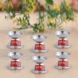 Hazel Silver Stainless Steel Fulwati Diya For Puja - Set of 6-image-67
