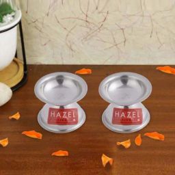 Hazel Silver Stainless Steel Fulwati Diya For Puja - Set of 2-45