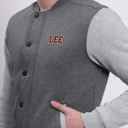 Lee Grey Melange Regular Fit Printed Bomber Jacket image 4