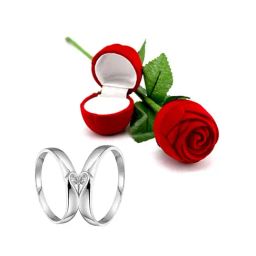 Peora Valentine's Day Hamper of Couple Ring with Red Rose Box-picture-5