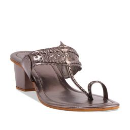 Eridani Women's Liza Gun Metal Kolhapuri Sandals-image-65