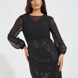 Styli Black Embellished Bodycon Dress-image-36
