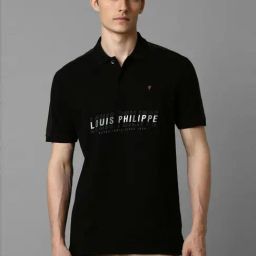 Louis Philippe Sport Black Cotton Slim Fit Printed Polo T-Shirt-picture-40
