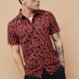 Fame Forever By Lifestyle Maroon Cotton Regular Fit Printed Shirt-picture-20
