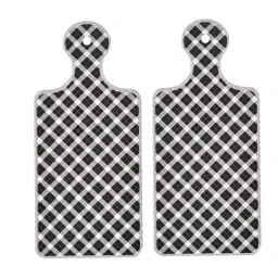 TAYHAA Black & White Ceramic Grid Pattren Platter With Handle - Set of 2 image 4