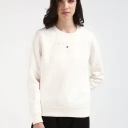 Tommy Hilfiger Women Ancient White Embroidered Round Neck Long Sleeves Sweatshirt-picture-41