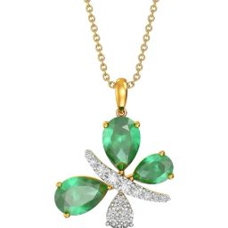 Joyalukkas 18k (750) Purity Yellow Gold Green Butterfly Elegance Diamond Pendant-image-41