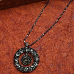 Sohi women's halo stone pendant charcoal black-16