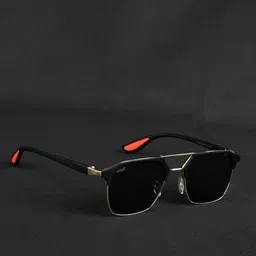 Irayz Unisex Gold-Toned Square Sunglasses With Rari-Gold-Black-Gold Black-10