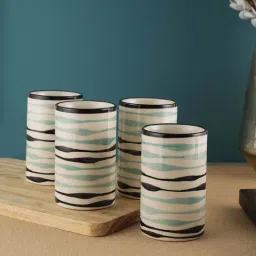 VarEesha Mugdhaa Off White Ceramic Tumblers (200 ml) - Set of 4-image-18