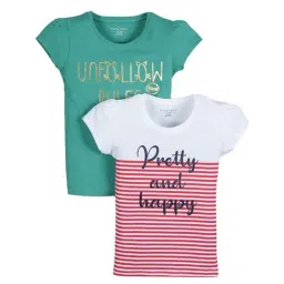 Plum Tree Kids Green & White Embellished Tops-image-60