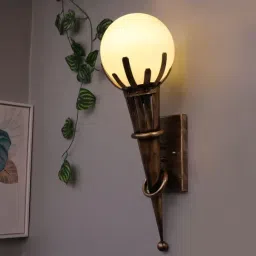 Homesake Gold & White Metal Vintage Wall Sconce Lamp - Set of 1 (Bulb not included)-image-24