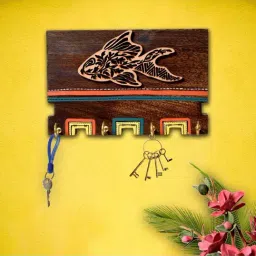 Unravel India Brown & Yellow Wood Key Holder - Set of 1-picture-23