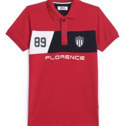 Cantabil Kids Red Printed Polo T-Shirt-image-46