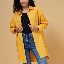 YU by Pantaloons Yellow Cotton Comfort Fit Shirt-image-82
