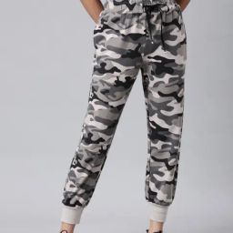 SHOWOFF Brown Cotton Blend Camo Print Mid Rise Joggers-image-46