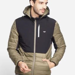 Wildcraft Olive Green Regular Fit Colour Block Hooded Jacket-image-17
