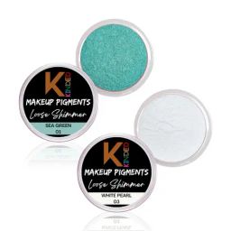 KINDED Makeup Pigments Loose Shimmer Powder Eyeshadow 01 Sea Green & 03 White Pearl Combo-34