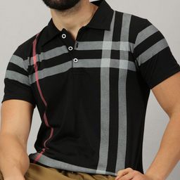 THE BEETEL HOUSE Men Striped Polo Collar Pockets T-shirt-picture-47